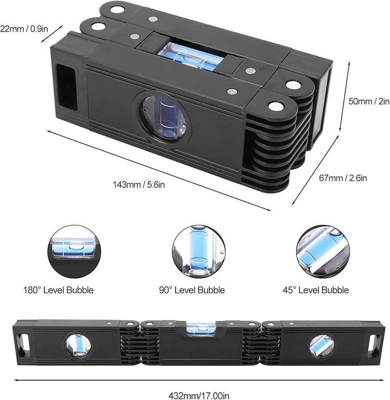Black Foldable Level Aluminum Alloy Multi Angle Flexible Measuring Tool for Cabinet Installation - Image 3