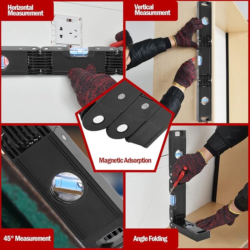 Black Foldable Level Aluminum Alloy Multi Angle Flexible Measuring Tool for Cabinet Installation - Image 5