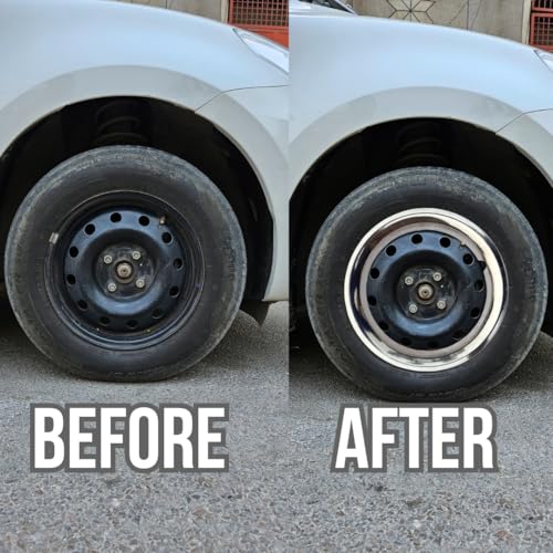 PRIGAN Chrome 16 Inch Ring Style Wheel Cap/Wheel Cover for All 16 Inch Cars, Universal Model (Set of 4 Pcs) Model- Trim Chrome 16 - Image 4