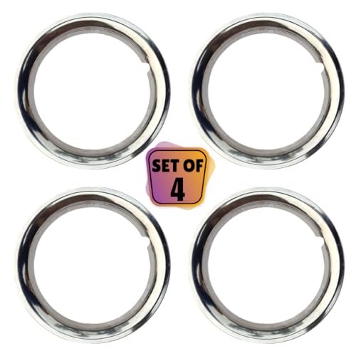 PRIGAN Chrome 16 Inch Ring Style Wheel Cap/Wheel Cover for All 16 Inch Cars, Universal Model (Set of 4 Pcs) Model- Trim Chrome 16 - Image 3