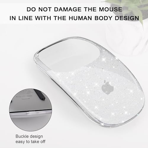 B BELK Cover Compatible with Apple Magic Mouse 1&2, Ultra Thin Transparent Plastic Hard Case for Magic Mouse, 3-Layer Drop-Resistant and Dust Proof Protective Skin with Glitter Pattern Design - Image 3