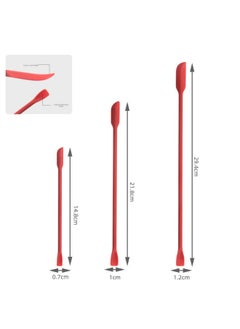 Mini Silicone Double-headed Sharp Scraper Spoon Cosmetic Skin Care Products Extraction Tool Set Including Avocado Jam Scraper-Specifications:Elbow Red Three-piece Set