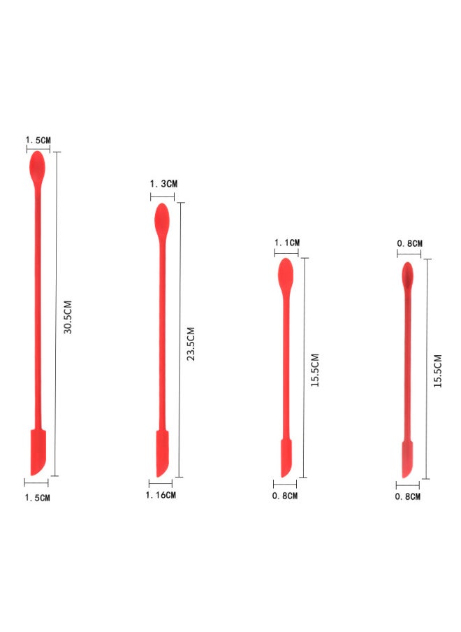 Generic - Mini Silicone Double-headed Sharp Scraper Spoon Cosmetic Skin Care Products Extraction Tool Set Including Avocado Jam Scraper-Specifications:Elbow Red Three-piece Set - Image 1