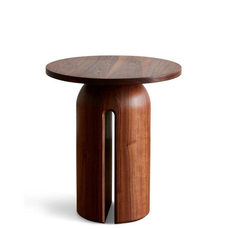 بيتك طاولة جانبية خشب طبيعي وخشب قشرة الجوز بني - 50×50×60 سم - Image 1