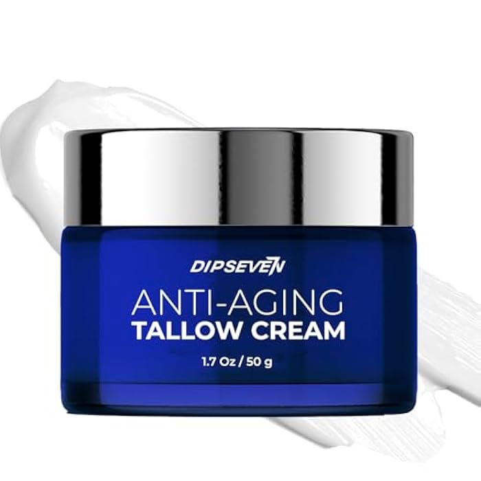 DIPSEVEN Wrinkle Defense Beef Tallow for Face: Anti-Aging Cream For Men with Beef Tallow, Retinol & Peptides - Day & Night - Facial Skin Care - Anti Wrinkle Organic Face Cream Moisturizer - Image 1