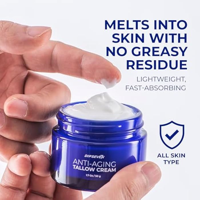 DIPSEVEN Wrinkle Defense Beef Tallow for Face: Anti-Aging Cream For Men with Beef Tallow, Retinol & Peptides - Day & Night - Facial Skin Care - Anti Wrinkle Organic Face Cream Moisturizer - Image 4