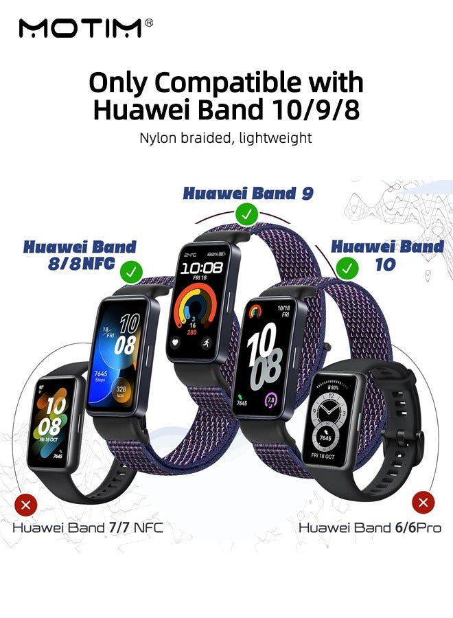 Motim 2 Pcs Nylon Replacement Strap Suitable for Huawei Band 8/9/10, Smartwatch Wrist Watchband - Image 2