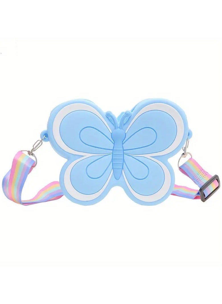 Butterfly-Shaped Silicone Crossbody Bag – Cute Cartoon Shoulder Bag & Coin Purse for Girls, Purple  - Image 4