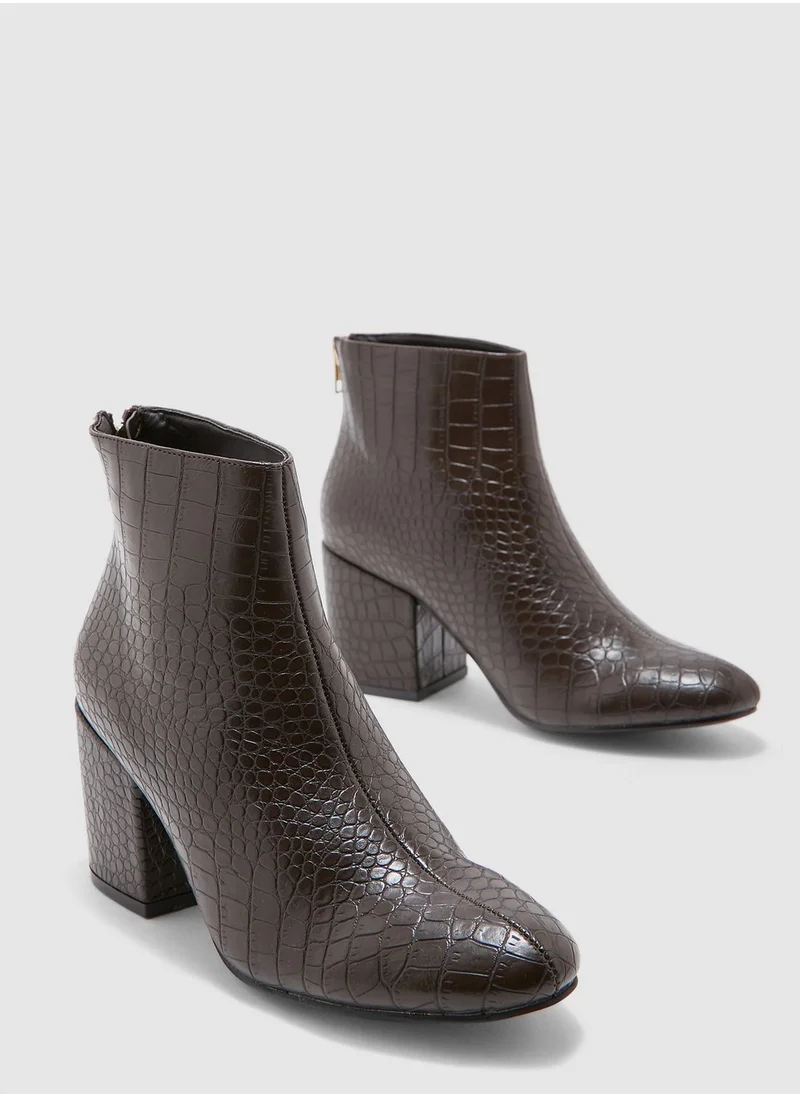 Truffle Ankle Boots In Mock Croc