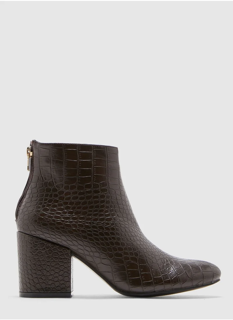 Truffle Ankle Boots In Mock Croc