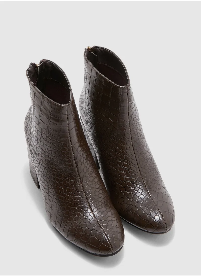 Truffle Ankle Boots In Mock Croc