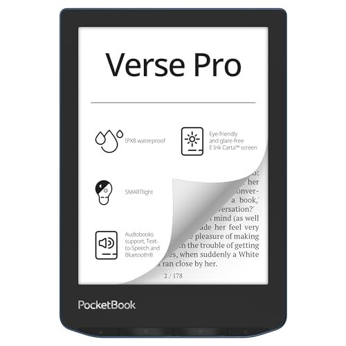 PocketBook Verse Pro E-Reader Waterproof | Eye-Friendly 6'' E-Ink Carta™ HD Touchscreen | Audio-Book & E-Book Reader | Text-to-Speech Function | SMARTlight | 16GB | WiFi & Bluetooth | Azure - Image 1