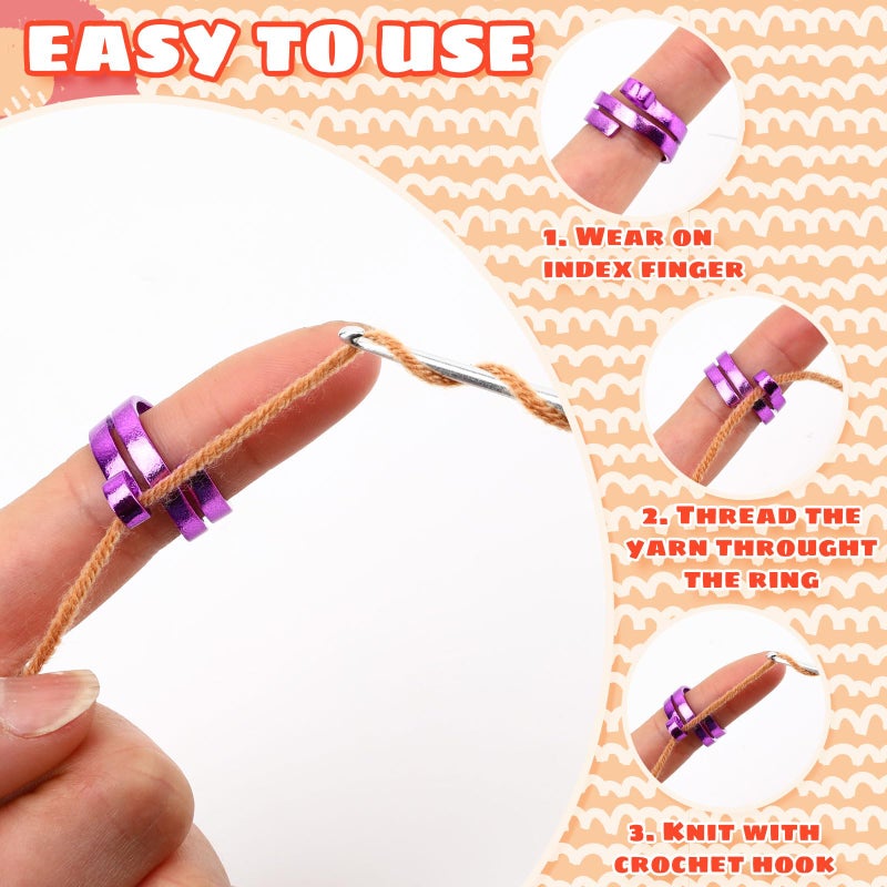 DTOFOOT Handmade Crochet Tension for Finger,Loop for Knitting,Metal Open Yarn Guide Crochet Supplies Adjustable Braided Faster Knitting Thimbles Holders Accessories for Mother Grandma Gifts with Box - Image 2