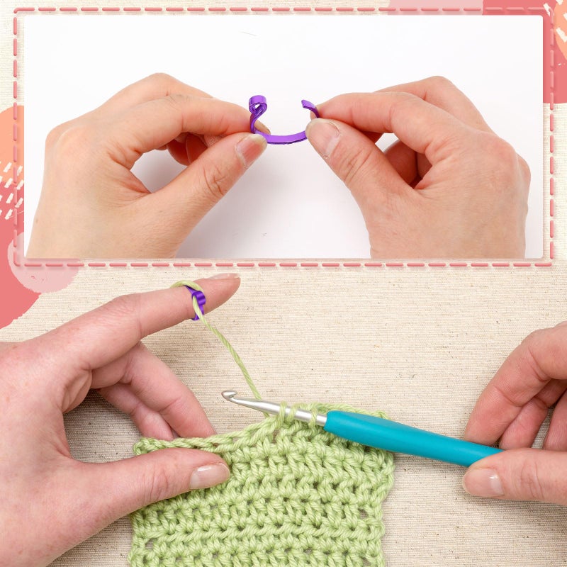 DTOFOOT Handmade Crochet Tension for Finger,Loop for Knitting,Metal Open Yarn Guide Crochet Supplies Adjustable Braided Faster Knitting Thimbles Holders Accessories for Mother Grandma Gifts with Box - Image 3