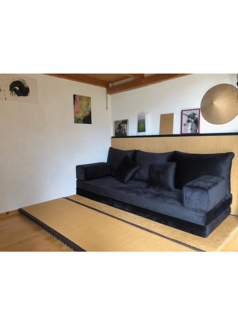 Xboat Arabic traditional Majlis Floor Sofa Set Velvet -1 (Black) - Image 3