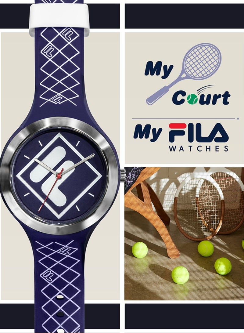 Fila Style My Court Unisex Watch PC Case Blue Silicone Strap, 38-342-002, size 42mm - Image 5