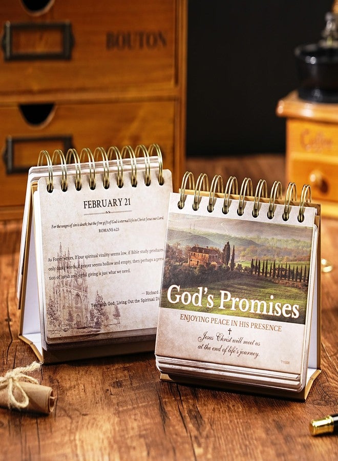 Lortarl Motivational Calendar - Desk Calendar with Inspirational Thoughts, Religious Gifts, Christian Gifts for Women, 4.7'' x 5'' Flip Calendars, God's Promises Perpetual Calendars, Christian Decor - Image 2