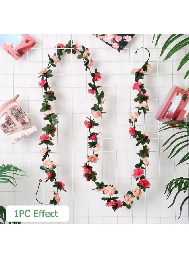 Arabest Artificial Rose Vine Party Decoration, Artificial Garland Home Decoration, Flower Plant Rattan Family Hotel Wedding Party Background, Garden Craft Art Decoration 2.3m (5PCS) - Image 5