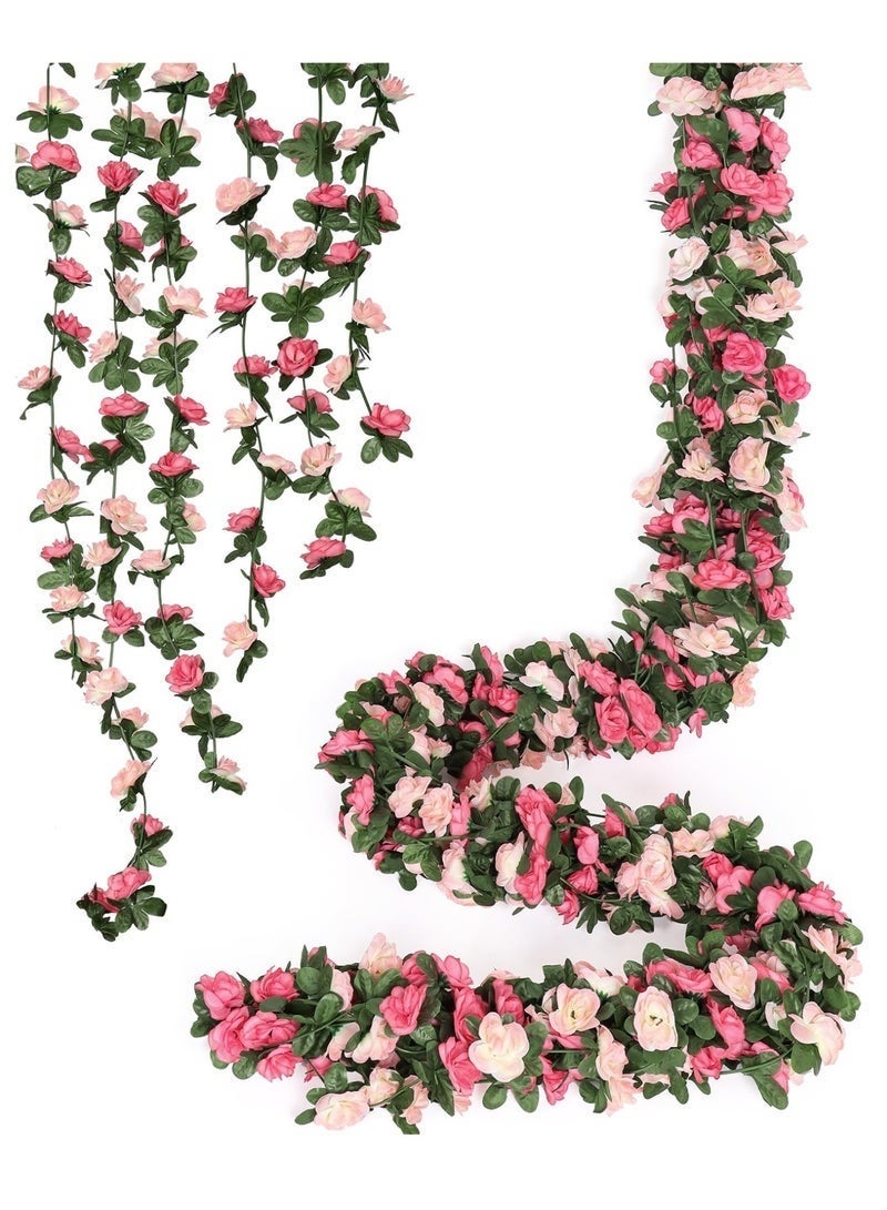 Arabest Artificial Rose Vine Party Decoration, Artificial Garland Home Decoration, Flower Plant Rattan Family Hotel Wedding Party Background, Garden Craft Art Decoration 2.3m (5PCS) - Image 1