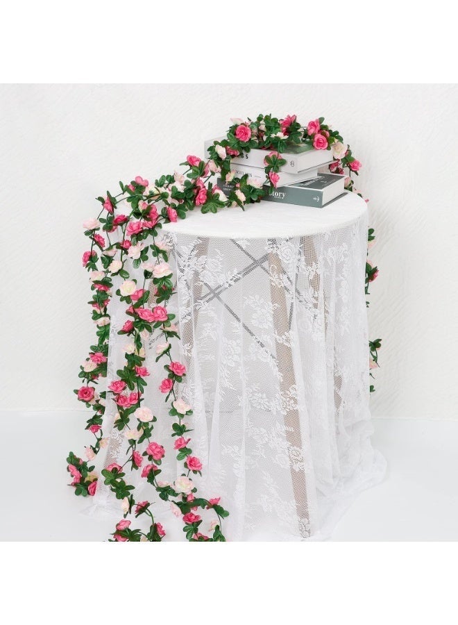 Arabest Artificial Rose Vine Party Decoration, Artificial Garland Home Decoration, Flower Plant Rattan Family Hotel Wedding Party Background, Garden Craft Art Decoration 2.3m (5PCS) - Image 3