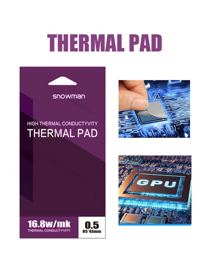 ZVEV Thermal Pad,85x45x0.5mm Highly Efficient Thermal Conductivity 16.8W/mK,Heat Resistant Silicone Grease Thermal Pads for Laptop Heatsink CPU GPU SSD IC LED Cooler  - Image 1