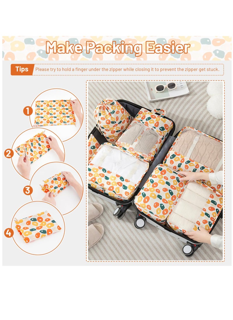 Excefore - Compression Packing Cubes for Suitcase Packing Cubes for Travel Suitcase Organizer Bags Set Expandable Luggage Organizers for Suitcase Backpack Travel Essentials, Egg-7 Pack - Image 1