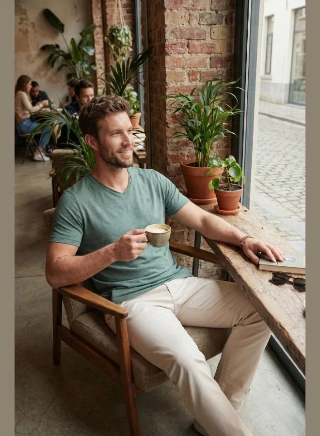 بوراتي Buratti Cotton Slim Fit V-Neck T-Shirt Men's T-Shirt 5902719