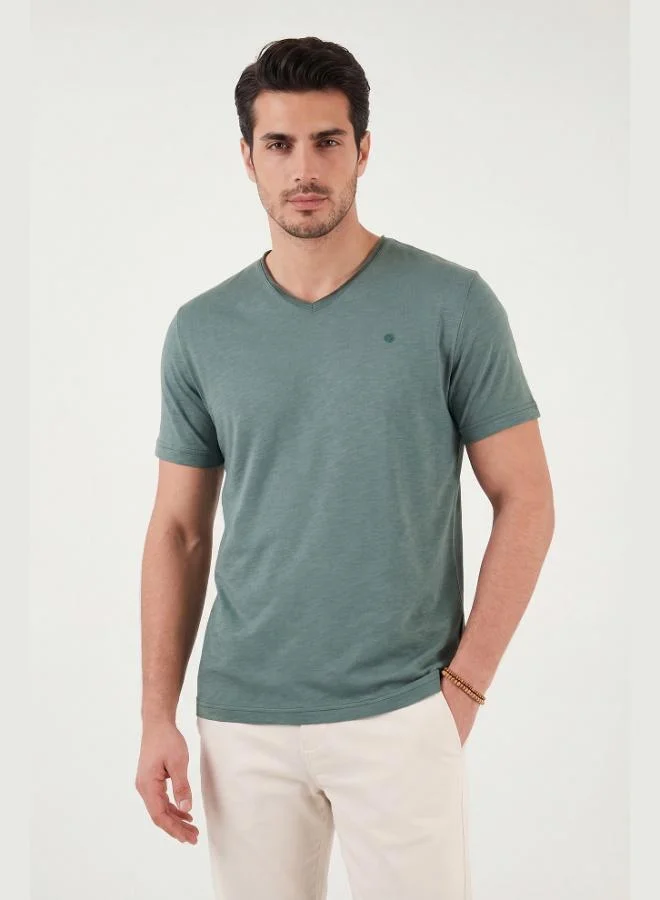 بوراتي Buratti Cotton Slim Fit V-Neck T-Shirt Men's T-Shirt 5902719