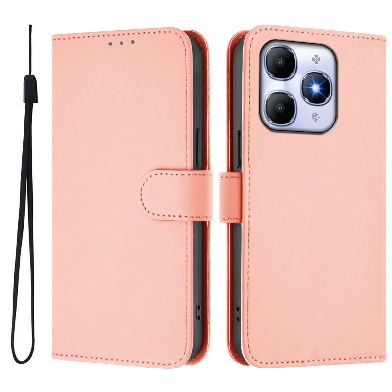 إيروريكس جراب هاتف من الجلد بلون سادة لهاتف itel A90 4G مع حبل (وردي) - Image 2