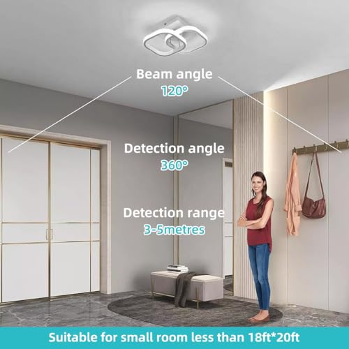 ELEPHANTBOAT® 22W Chandelier Lights for Ceiling, Small Ceiling Light Modern LED Acrylic Square Ceiling Lamp, 6000K Fancy Light Fixtures for Hallway Bedroom Kitchen Living Room (Cool White) - Image 4