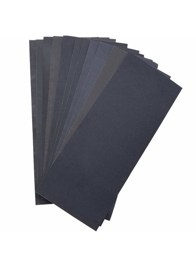 LANHU Abrasive Dry Wet Waterproof Sandpaper Sheets Assorted Grit of 400/600/ 800/1000/ 1200/1500 for Furniture, Hobbies and Home Improvement, 12 Sheets (9 x 3.6 Inch) - Image 1