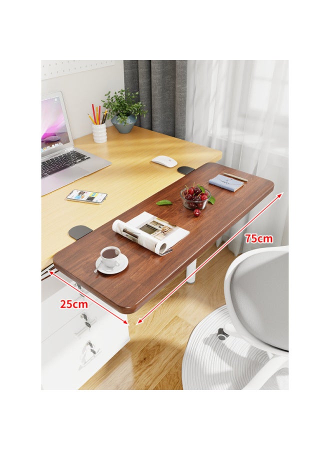 # Desktop Extension Hand Support Computer Desk Table Side Table Board Bracket Keyboard Dormitory Station Board Widening Folding Extension-Pattern:Black Bracket + Walnut Board 75*25*1.2
