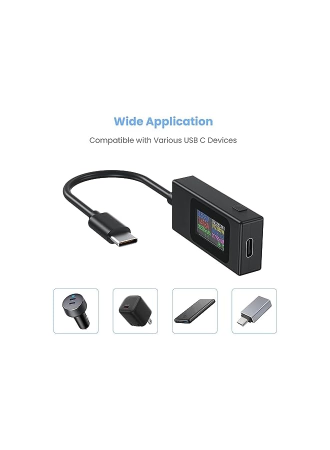 PROMASS promass USB C Power Meter Testers, Type C Voltage and Current Tester Meter, USB C Voltage Current Voltmeter Amp Volt Ammeter Detector USB Cable Charger Indicator  - Image 5