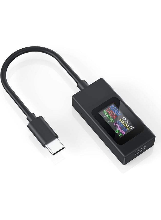PROMASS promass USB C Power Meter Testers, Type C Voltage and Current Tester Meter, USB C Voltage Current Voltmeter Amp Volt Ammeter Detector USB Cable Charger Indicator  - Image 1
