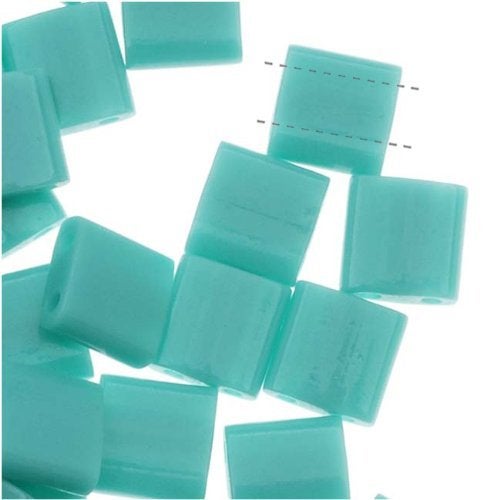 Miyuki Tila 2 Hole Square Beads 5mm 'Opaque Turquoise Green' 7.2 Grams - Image 3