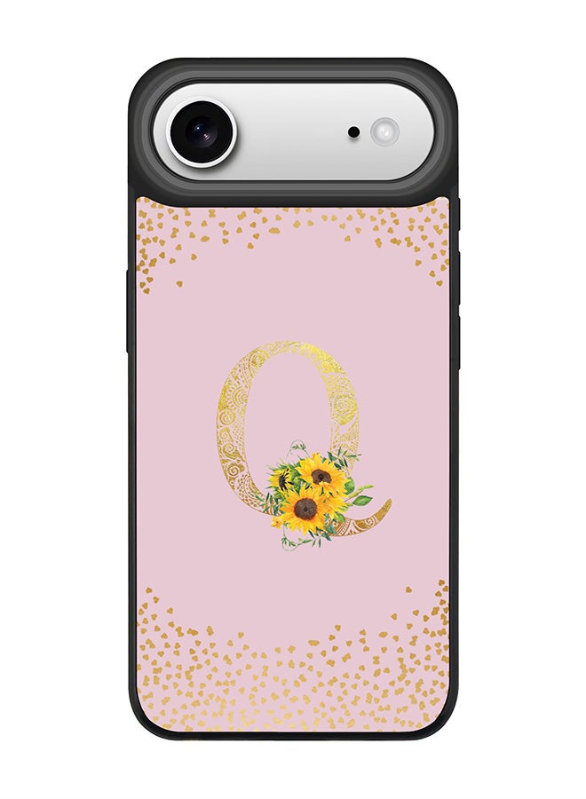 Stylizedd iPhone Air Case, [Compatible with MagSafe] Slim Magnetic cover Phone Case iPhone Air -Custom Floral Monogram - Q  (Pink ) - Image 1