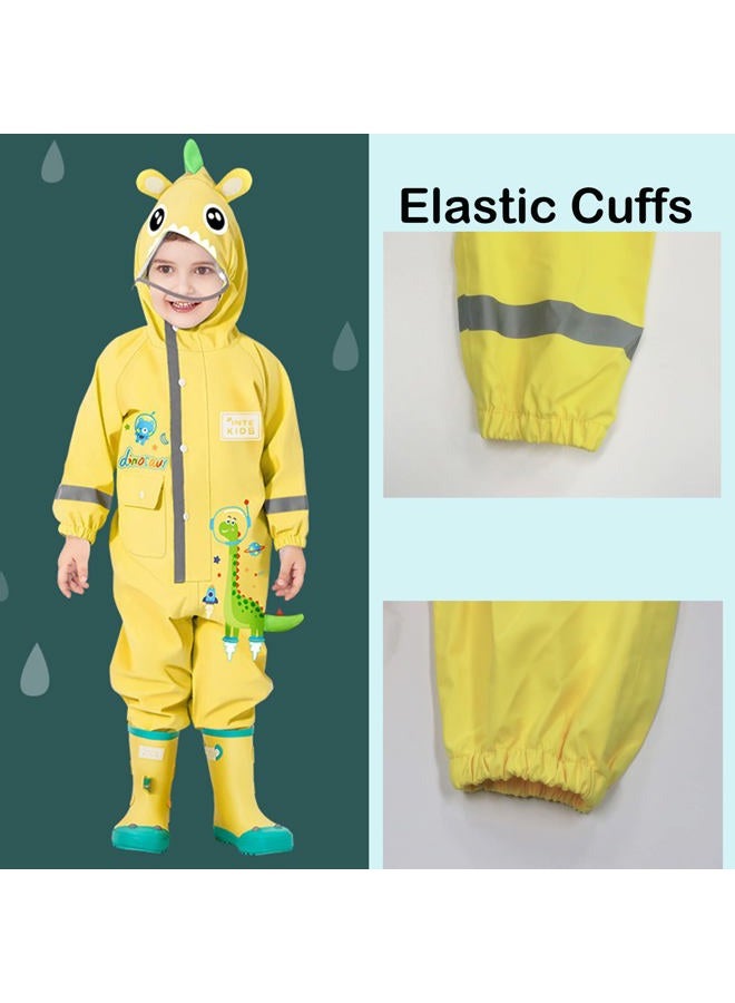 Fewlby Kids Toddler Boys Girls Rain Suit Waterproof One Piece Coverall L Size 4-5 Years - Image 3