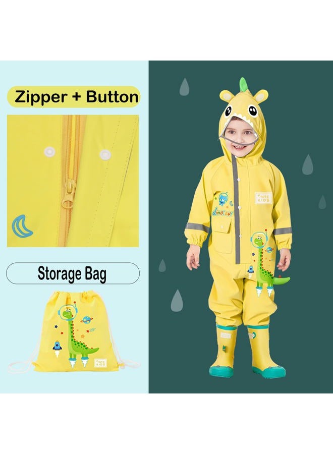 Fewlby Kids Toddler Boys Girls Rain Suit Waterproof One Piece Coverall L Size 4-5 Years - Image 4