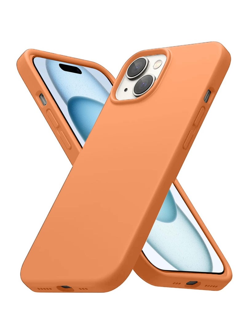 Techie غطاء خلفي ناعم وأملس من السيليكون مزود بمغناطيس مدمج، بطانة داخلية من الألياف الدقيقة لآيفون 15 - برتقالي - Image 1