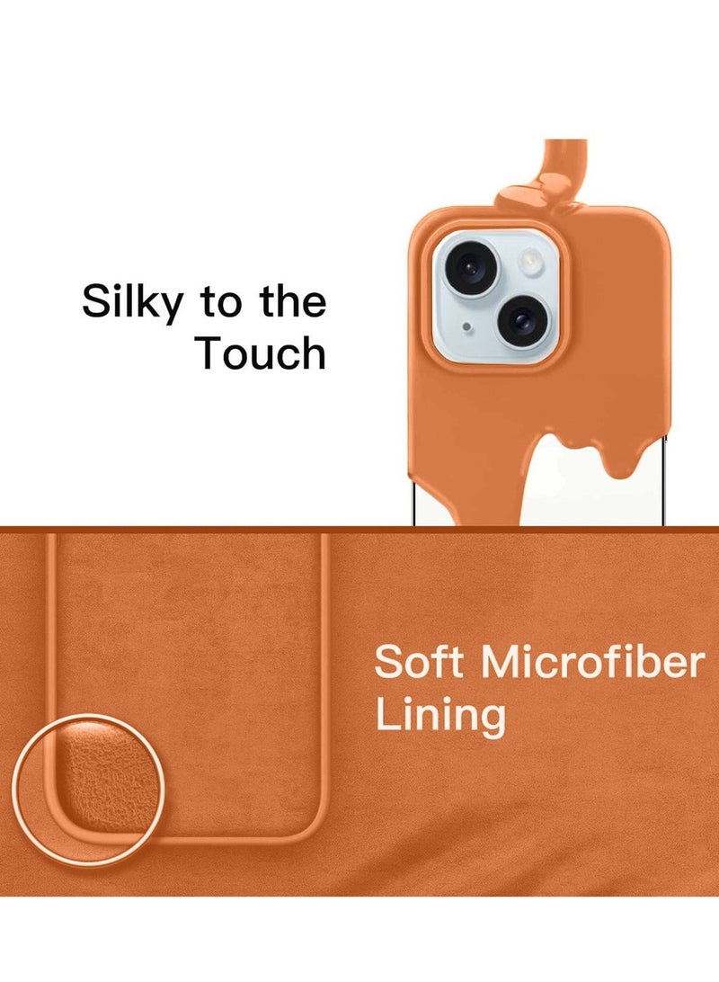 Techie غطاء خلفي ناعم وأملس من السيليكون مزود بمغناطيس مدمج، بطانة داخلية من الألياف الدقيقة لآيفون 15 - برتقالي - Image 5