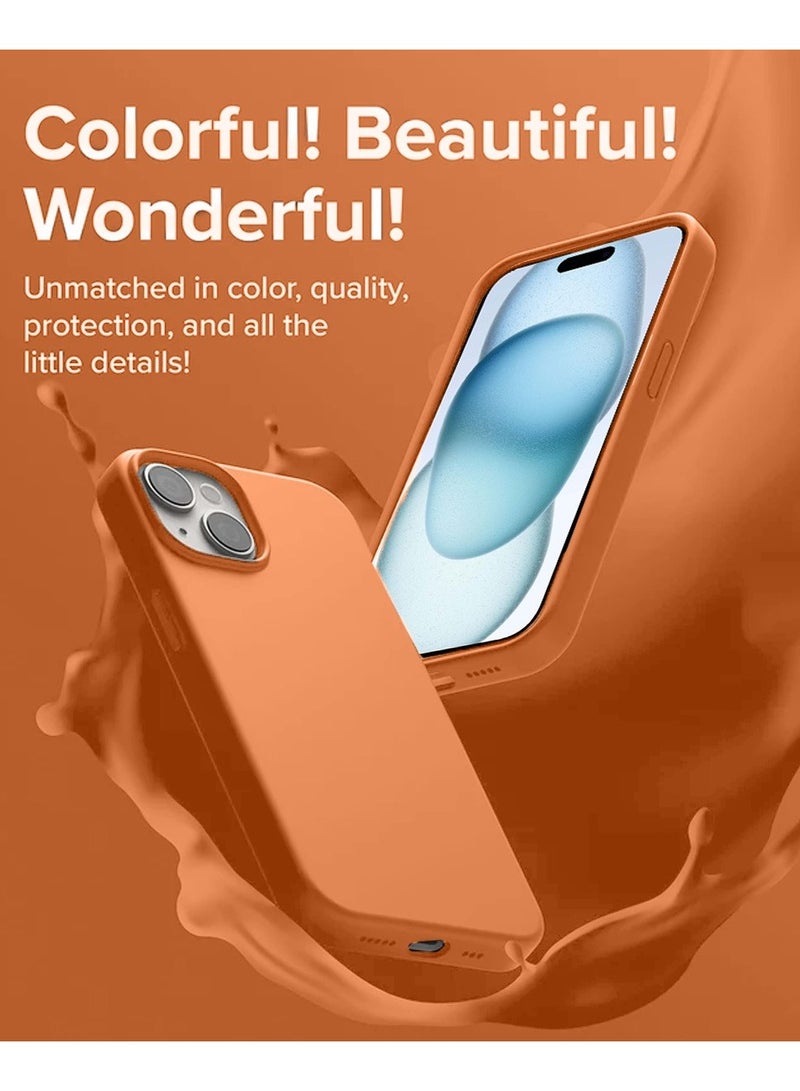Techie غطاء خلفي ناعم وأملس من السيليكون مزود بمغناطيس مدمج، بطانة داخلية من الألياف الدقيقة لآيفون 15 - برتقالي - Image 2