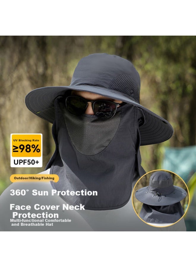 Ousen Sun Protection Hat Men Outdoor Fisherman Hat Summer Uv Protection Face Mask Neck Guard Fishing Sunshade Wide Brim Hat Mountain Climbing - Image 1