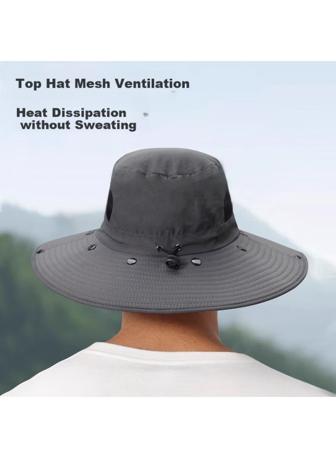 Ousen Sun Protection Hat Men Outdoor Fisherman Hat Summer Uv Protection Face Mask Neck Guard Fishing Sunshade Wide Brim Hat Mountain Climbing - Image 2