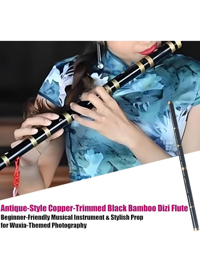 My souq Traditional Chinese Dizi Bamboo Flute - Black Bamboo with Copper Rings - Professional & Beginner Friendly - Image 3