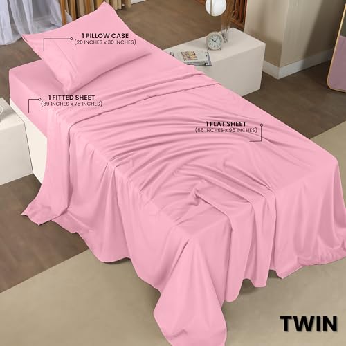 Utopia Bedding Twin Bed Sheets Set - 3 Piece Bedding - Brushed Microfiber - Shrinkage and Fade Resistant - Easy Care (Crystal Pink) - Image 2