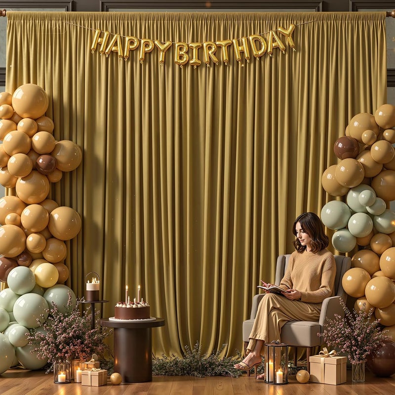 PARTISKY 8x10FT Gold Brown Backdrop Curtains for Wedding Parties, Wrinkle Free Polyester Photography Backdrop Drapes for Wedding Baby Shower Birthday Parties Stage Background Stand Decorations 4x10ft,2 Panels - Image 3