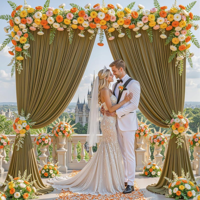 PARTISKY 8x10FT Gold Brown Backdrop Curtains for Wedding Parties, Wrinkle Free Polyester Photography Backdrop Drapes for Wedding Baby Shower Birthday Parties Stage Background Stand Decorations 4x10ft,2 Panels - Image 4