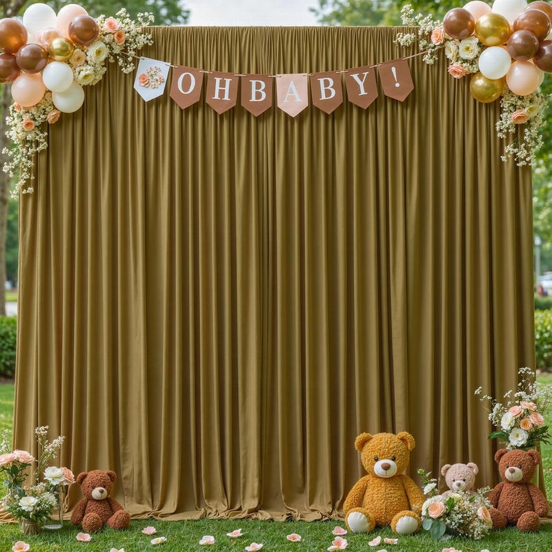 PARTISKY 8x10FT Gold Brown Backdrop Curtains for Wedding Parties, Wrinkle Free Polyester Photography Backdrop Drapes for Wedding Baby Shower Birthday Parties Stage Background Stand Decorations 4x10ft,2 Panels - Image 5