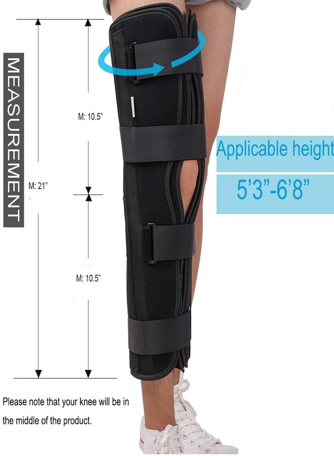 TODDOBRA 3-Panel Knee Immobilizer Full Leg Support Brace 21" Length Aluminum alloy Straight Knee Splint - for Knee Pre-and Postoperative & Injury or Surgery Recovery Applicable height 5‘3”--6’8“(Update Size M ) - Image 3