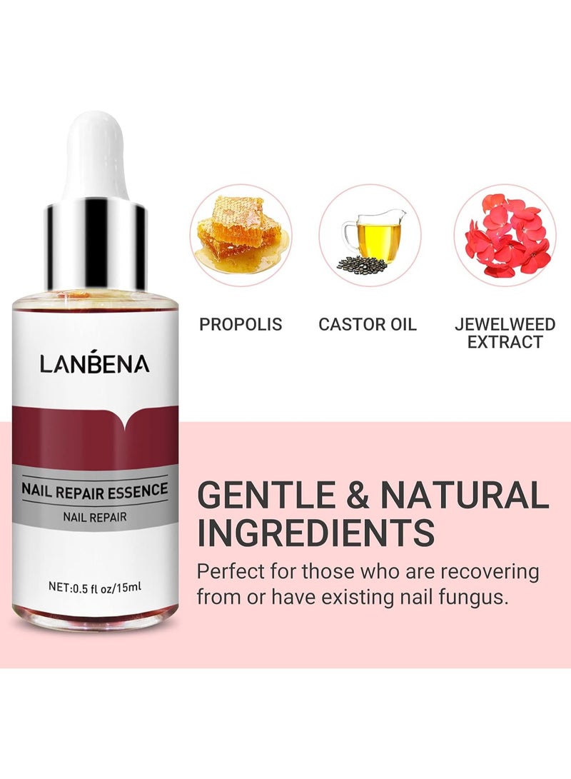 LANBENA LANBENA Nails Repair, Nail Treatment Nail Care Serum Protect Nail from Damage Fingernail and Toenail Repair for Curing Athlete's Foot and Prevent Nail from Infection Discoloured & Damaged Nails(15ml)  - Image 3